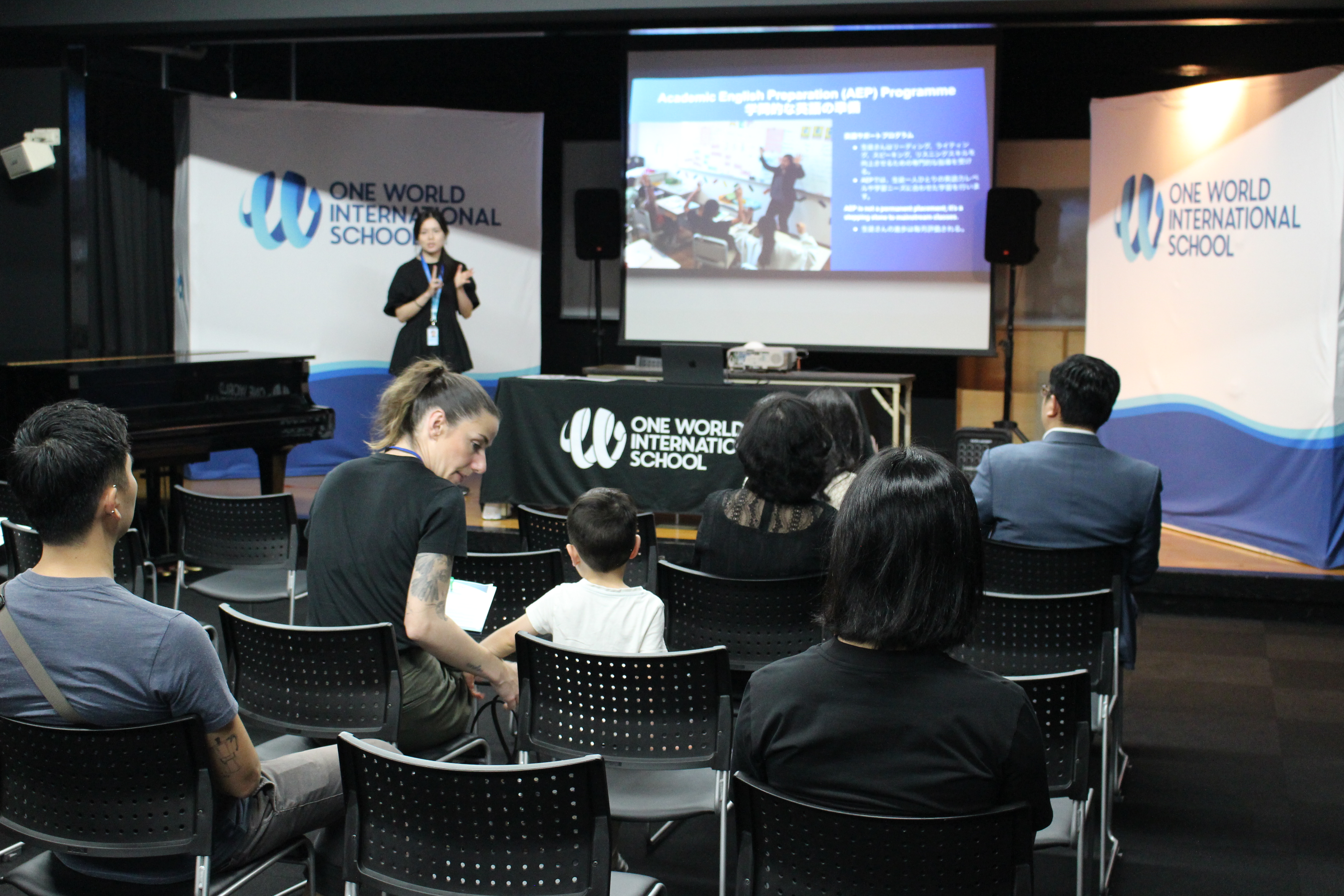Our Friendly Admissions counsellor speaking giving an open campus presentation to a group of parents, during an Open Campus