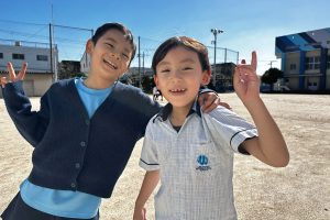 Primary School Aged Kids having fun in the yard at OWIS Osaka
