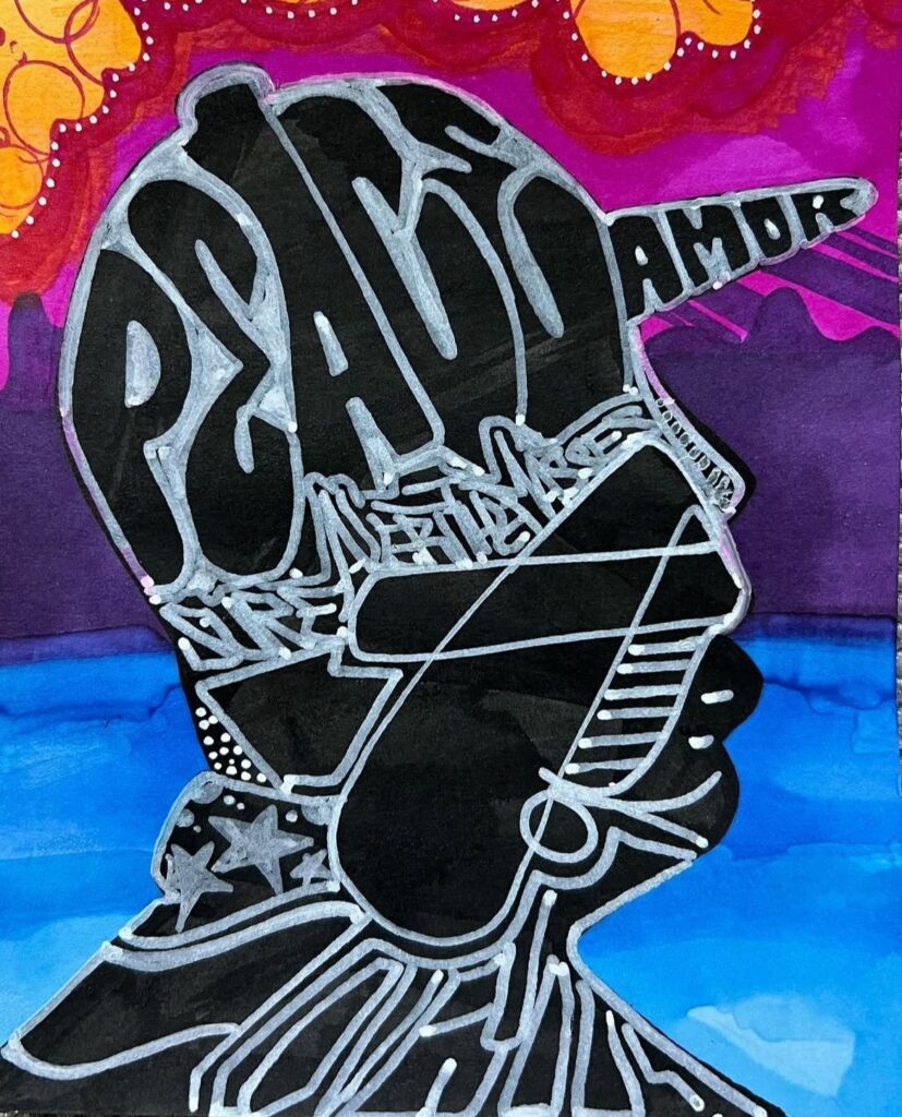 AEP teacher Mr Roberto created his own art with spray paint.