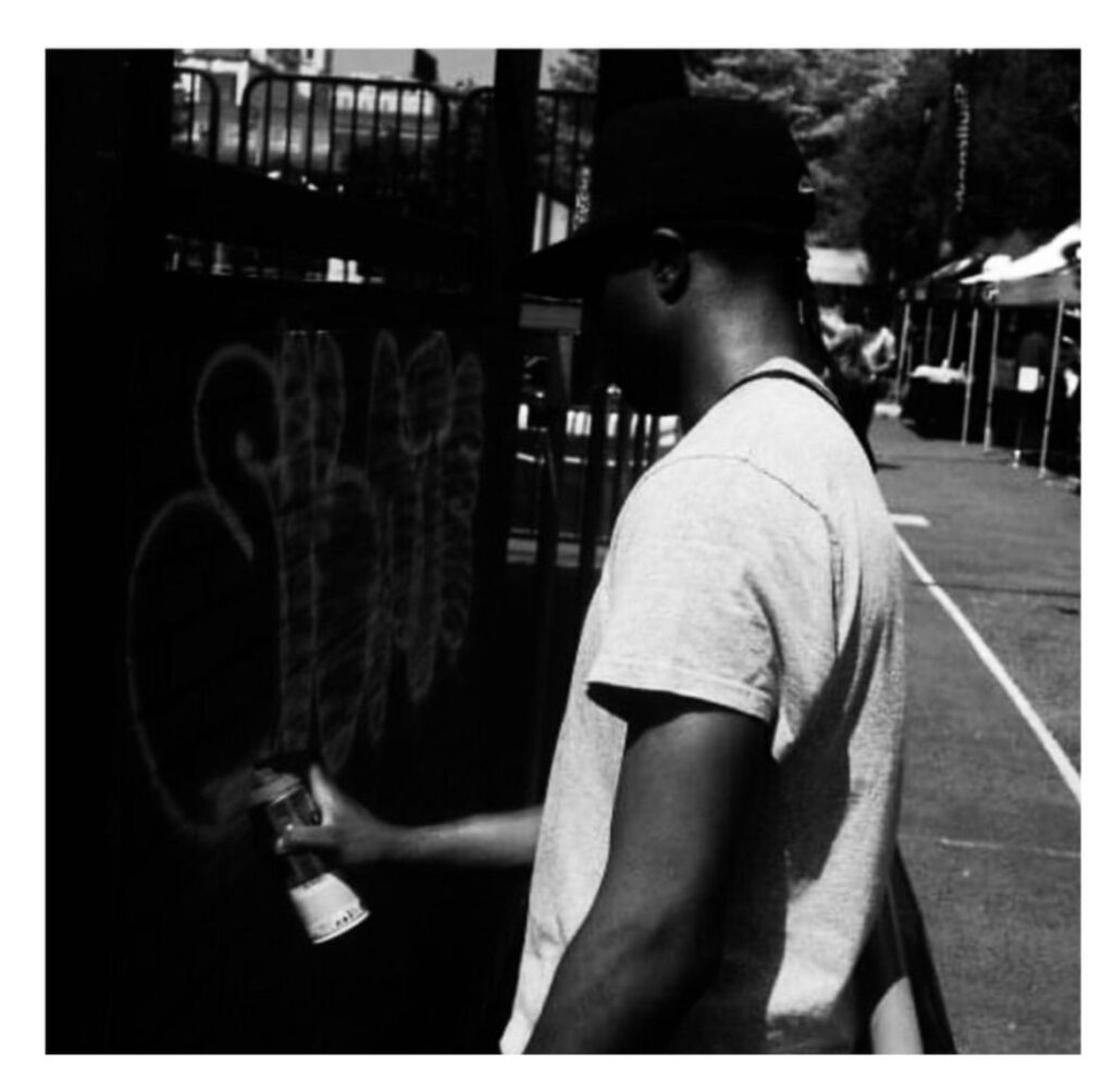 AEP teacher Mr Roberto created his own art with spray paint.