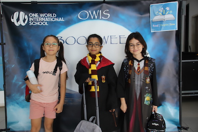 Students dressed as Harry Potter characters for OWIS Book Day