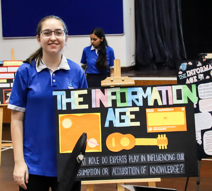OWIS-Nanyang-IBDP-student-presenting-Theory-of-Knowledge-exhibition-IB-School-in-Singapore