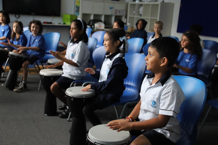 OWIS Nanyang Drum Circle CCA Lesson - Music class - holistic development - international school in Singapore